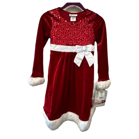 Bonnie Jean Sparkle Velvet Santa Dress, size 10 girls - Picture 1 of 7